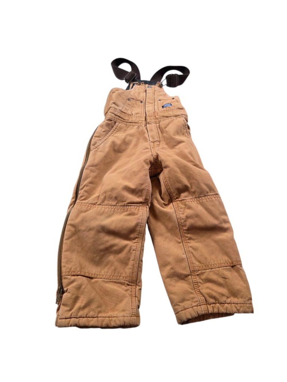 Walls Overalls Kids Small 6/7 Brown Insulated Canvas Workwear Double Knee Bib
